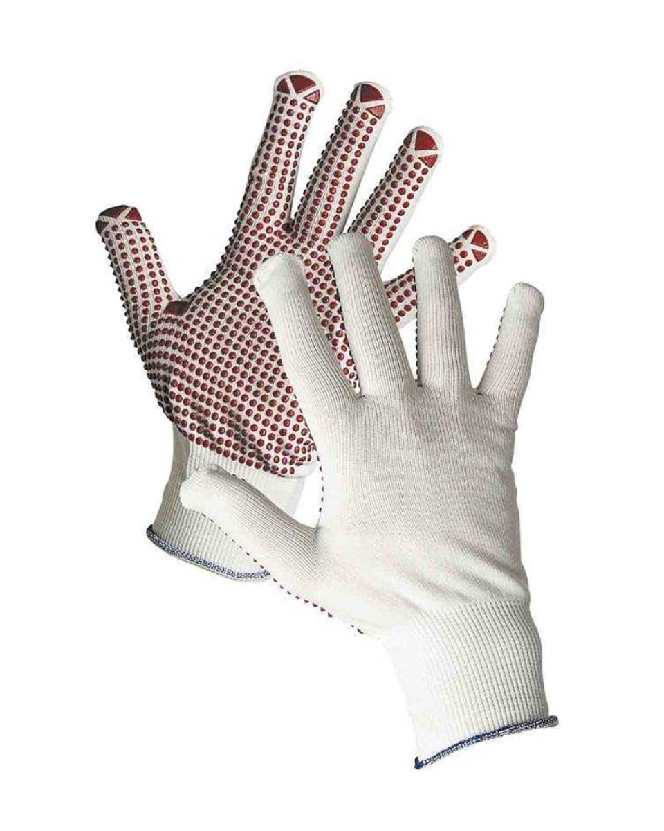 Rukavice pracovní povrstvené GANNET,s PVC terčíky, 7-12