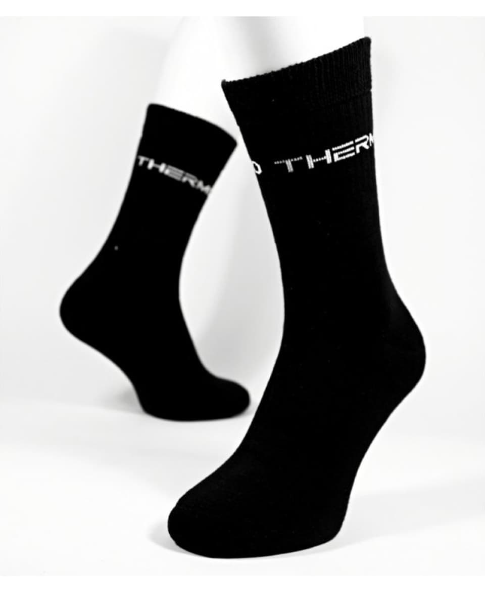 Ponožky bavlněné THERMO OUTDOOR - černé - náhled 2