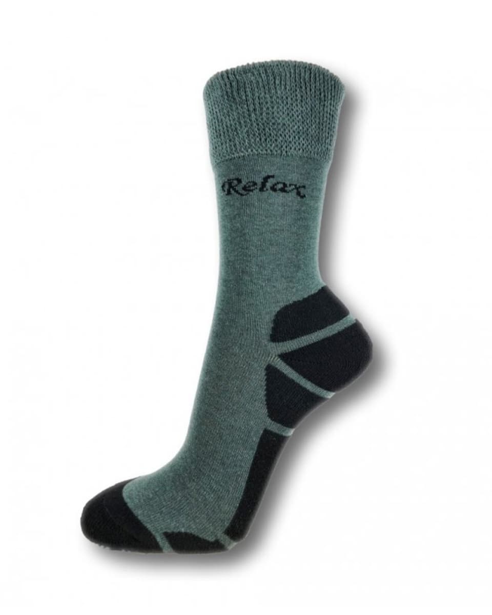 Ponožky RELAX, celoroční, bavlněné, khaki-černé - náhled 1