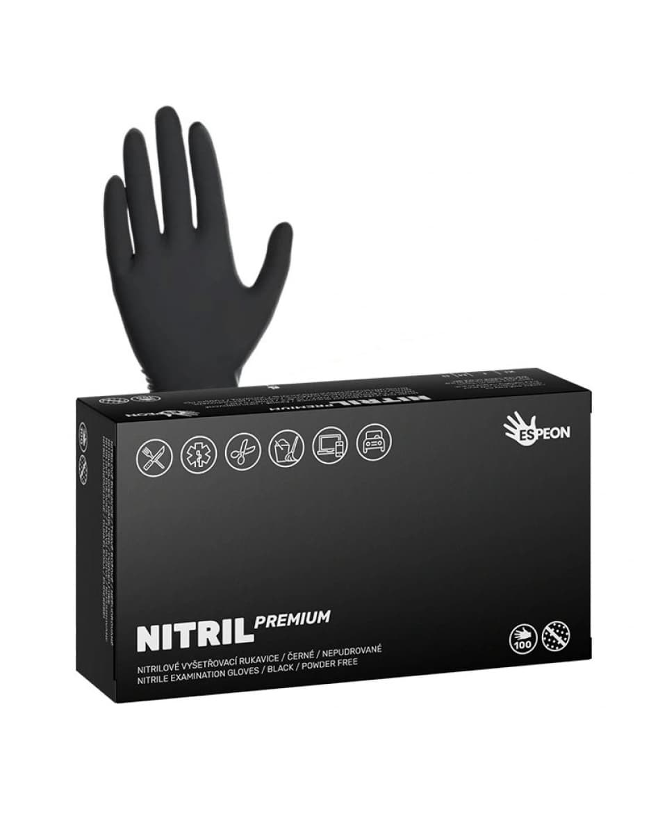 Rukavice nitrilové NITRIL PREMIUM, nepudrované, 4 g, 100 ks, černá - náhled 2