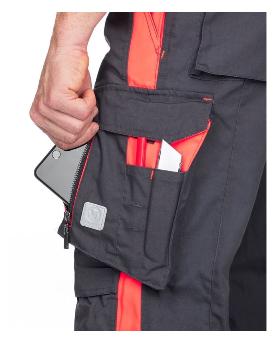 Kalhoty s laclem NEON - H6405 šedá/červená - náhled 5