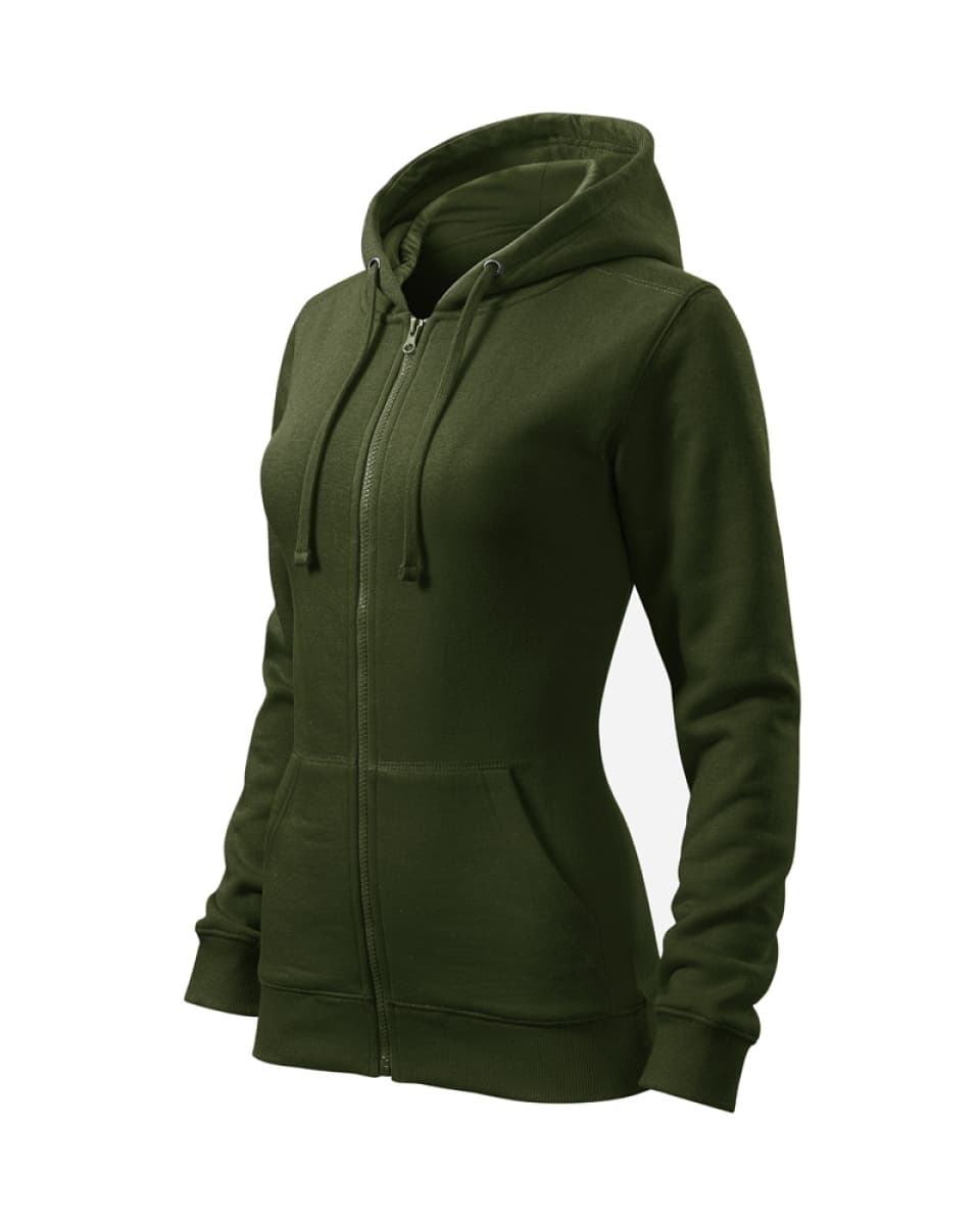 Mikina dámská Trendy Zipper 411 - XS-XXL - Military - náhled 1