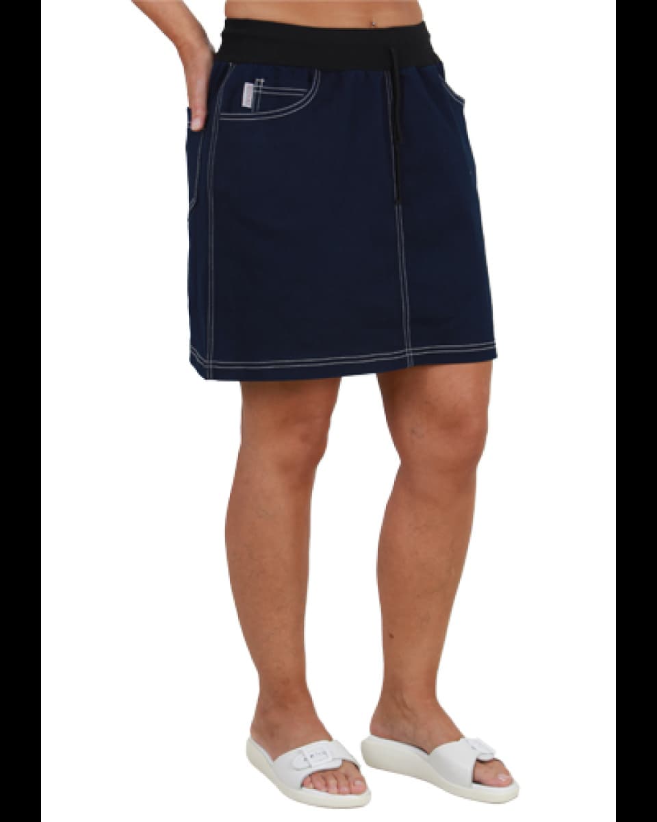 Sukně dám.krátká,4820, TAMARA, riflové kapsy, úplet pas, BA/Elas. 250 ,VS168, jeans tm. modrá - náhled 2