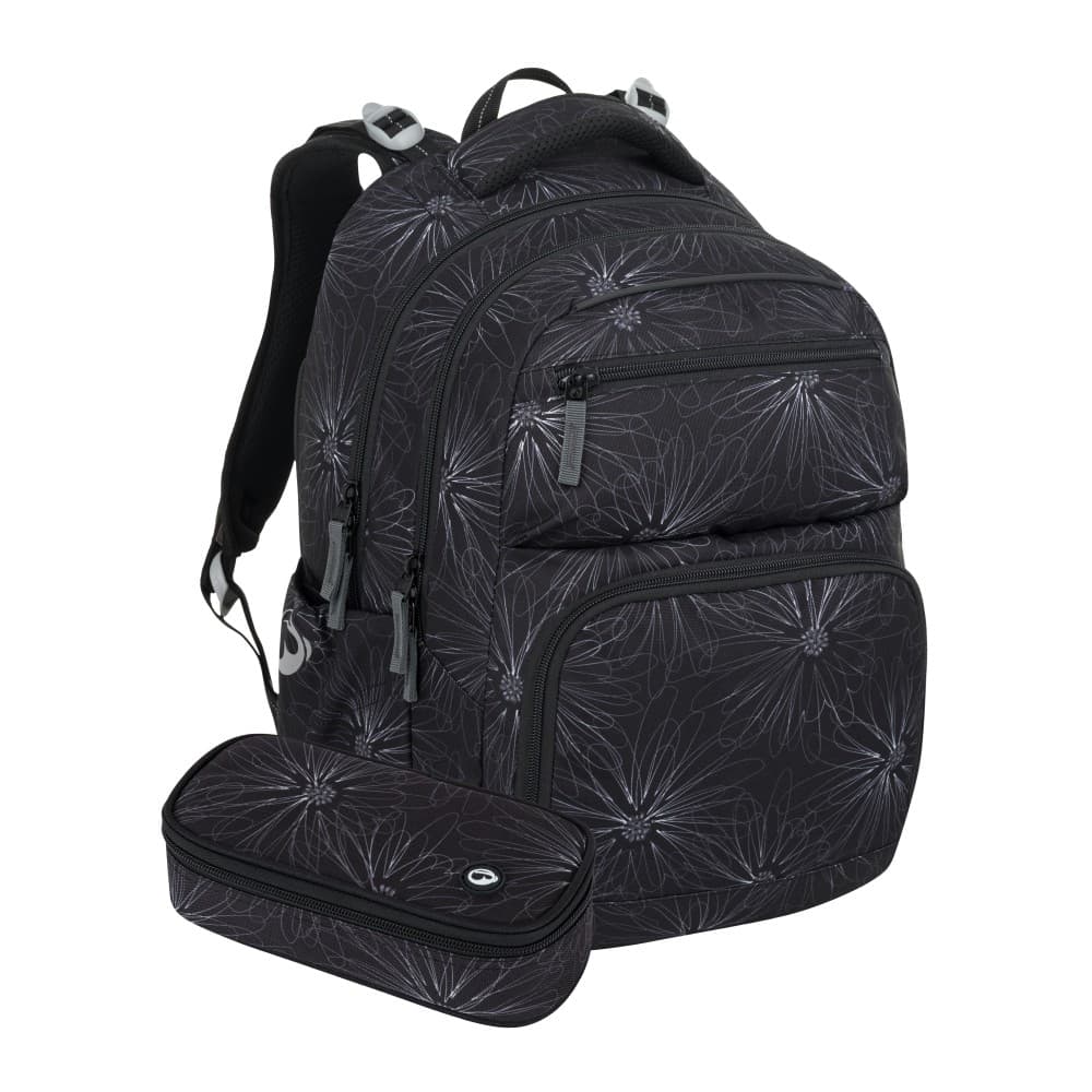 Bagmaster ZIPSTER 25 A studentský set – černý s bílými květy